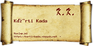 Kürti Kada névjegykártya